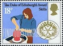 FindYourStampsValue: Great Britain (United Kingdom): 25th Anniversary of Duke of Edinburgh's Award - Skills, Girl at Potter's Wheel