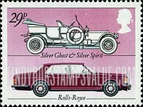 FindYourStampsValue: Great Britain (United Kingdom): Cars - Rolls-Royce Silver Ghost (1907) and Silver Spirit (1982)