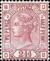 FindYourStampsValue: Great Britain (United Kingdom): Queen Victoria - Two Pence Half Penny Claret