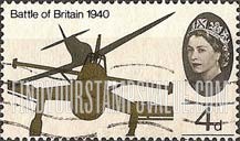 FindYourStampsValue: Great Britain (United Kingdom): 25th Anniversary of Battle of Britain - Spitfire Attacking Junkers JU-187B Stuka Dive Bomber