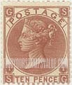 FindYourStampsValue: Great Britain (United Kingdom): Queen Victoria - Ten Pence Red Brown
