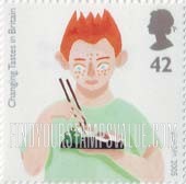 FindYourStampsValue: Great Britain (United Kingdom): Changing Tastes in Britain - Man eating Sushi