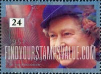 FindYourStampsValue: Great Britain (United Kingdom): Queen Elizabeth II's Accession to the Throne, 40th Anniversary - Wearing Purple Hat