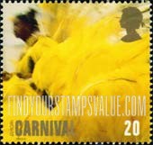 FindYourStampsValue: Great Britain (United Kingdom): Notting Hill Carnival, Expressionist Photografic Images of Dancers - Yellow Color of Costume