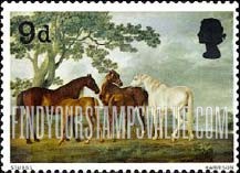 FindYourStampsValue: Great Britain (United Kingdom): British Painters - Mares and Foals, by George Stubbs