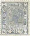 FindYourStampsValue: Great Britain (United Kingdom): Queen Victoria - Two Pence Half Penny Ultramarine