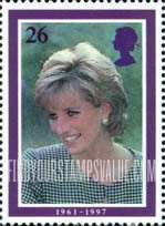 FindYourStampsValue: Great Britain (United Kingdom): Diana, Princess of Wales - Portrait wearing Checked Dress