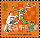 FindYourStampsValue: Great Britain (United Kingdom): Genetics - Scientist, DNA Double Helix, Snake