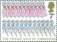 FindYourStampsValue: Great Britain (United Kingdom): The Twelve Days of Christmas - Eleven Ladies dancing, Twelve Lords a-leaping