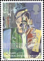 FindYourStampsValue: Great Britain (United Kingdom): National Portrait Gallery, 150th Anniversary - T. S. Eliot, by Patrick Heron