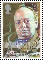 FindYourStampsValue: Great Britain (United Kingdom): National Portrait Gallery, 150th Anniversary - Sir Winston Churchill, by Walter Sicket