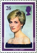 FindYourStampsValue: Great Britain (United Kingdom): Diana, Princess of Wales - Portrait wearing Black Dress