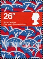 FindYourStampsValue: Great Britain (United Kingdom): Textile Designs - Cherry Orchard, 1930