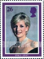 FindYourStampsValue: Great Britain (United Kingdom): Diana, Princess of Wales - Portrait wearing Choker