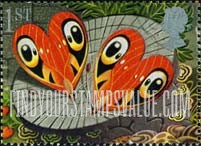 FindYourStampsValue: Great Britain (United Kingdom): Symbols of Good Luck - Peacock Moths, Booklet Stamp