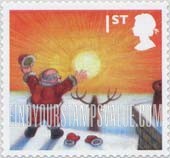 FindYourStampsValue: Great Britain (United Kingdom): Christmas - Santa Claus looking at Rising Sun, Self-Adhesive Stamp