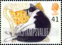 FindYourStampsValue: Great Britain (United Kingdom): Cats - Black & White Cat
