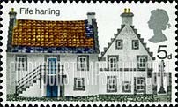 FindYourStampsValue: Great Britain (United Kingdom): British Rural Architecture - Fife Harling House, Scotland
