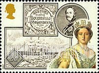 FindYourStampsValue: Great Britain (United Kingdom): Accession of Queen Victoria, 150th Anniversary - Launching of Brunel's Ship Great Eastern, Portrait of Prince Consort Albert, Mrs. Beeton's Book of Household Management (1889)