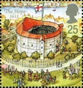 FindYourStampsValue: Great Britain (United Kingdom): Opening of Shakespeare's New Globe Theatre - The Hope