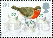 FindYourStampsValue: Great Britain (United Kingdom): Christmas - Robin standing on Snow Covered Milk Bottle