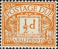 FindYourStampsValue: Great Britain (United Kingdom): Postage Due Stamps - Halfpenny