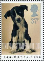 FindYourStampsValue: Great Britain (United Kingdom): Royal Society for the Prevention of Cruelty to Animals, 150th Anniversary - Puppy