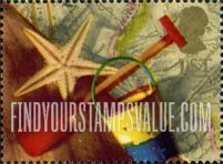 FindYourStampsValue: Great Britain (United Kingdom): Memories - Starfish, Shovel and Bucket, Booklet Stamp