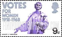 FindYourStampsValue: Great Britain (United Kingdom): 50th Anniversary of Women's Suffrage - Emmeline Pankhurst Statue