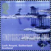 FindYourStampsValue: Great Britain (United Kingdom): Scottish Scenery - Loch Assynt, Sutherland