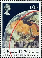FindYourStampsValue: Great Britain (United Kingdom): Greenwich Meridian, Centenary - View from Apollo 11