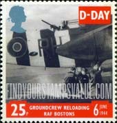 FindYourStampsValue: Great Britain (United Kingdom): D-Day, 50th Anniversary - Ground Crew reloading RAF Bostons