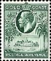 FindYourStampsValue: Gold Coast: Cristiansborg Castle and King George V - Half Penny