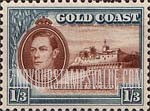 FindYourStampsValue: Gold Coast: Cristiansborg Castle and King George VI - One Shilling Three Pence