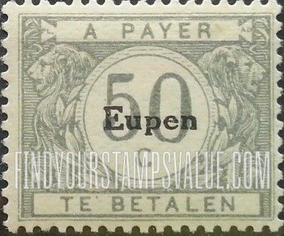 FindYourStampsValue: OCCUPATION POSTAGE DUE - Belgian Postage Due Stamps of 1919-20, Overprinted