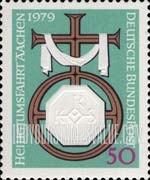 FindYourStampsValue: 1979 Pilgrimage to Aachen - Cross and Charlemagne's Emblem