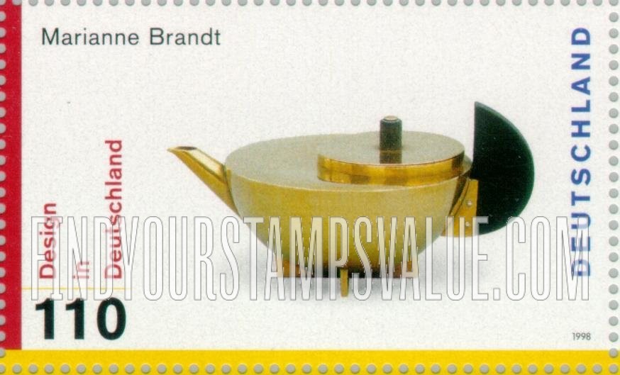 FindYourStampsValue: 20th Centennial German Design: Teapot, by Marianne Brandt, 1924