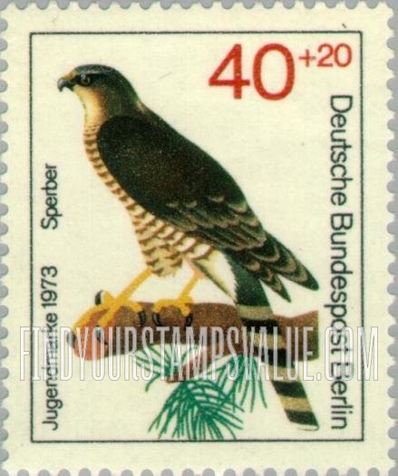FindYourStampsValue: OCCUPATION SEMI-POSTAL - Bird Type of 1973: Sparrow hawk