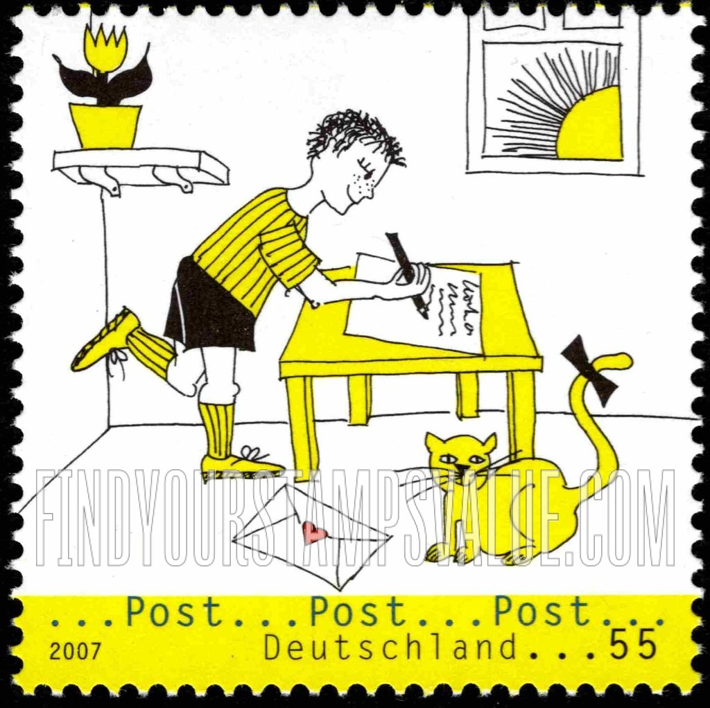 FindYourStampsValue: Letter Writing: Boy writing letter