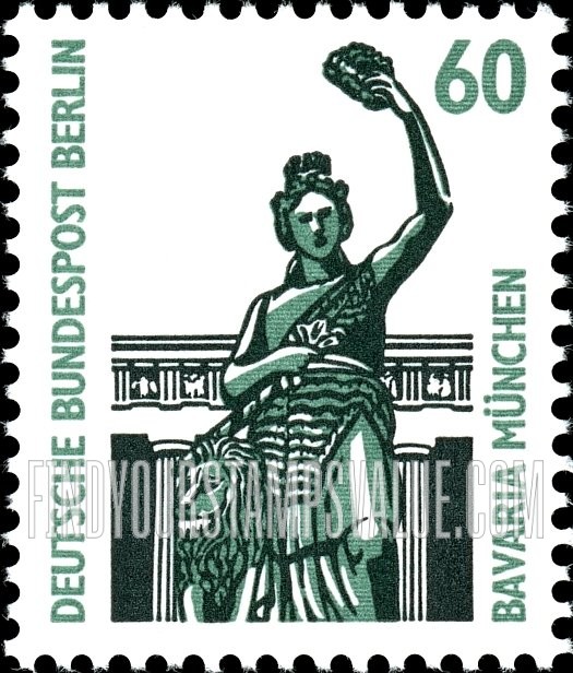 FindYourStampsValue: BERLIN - Historic Sites and Objects Type of Germany: Bavaria Munich, bronze statue above the Theresienwiese, Hall of Fame