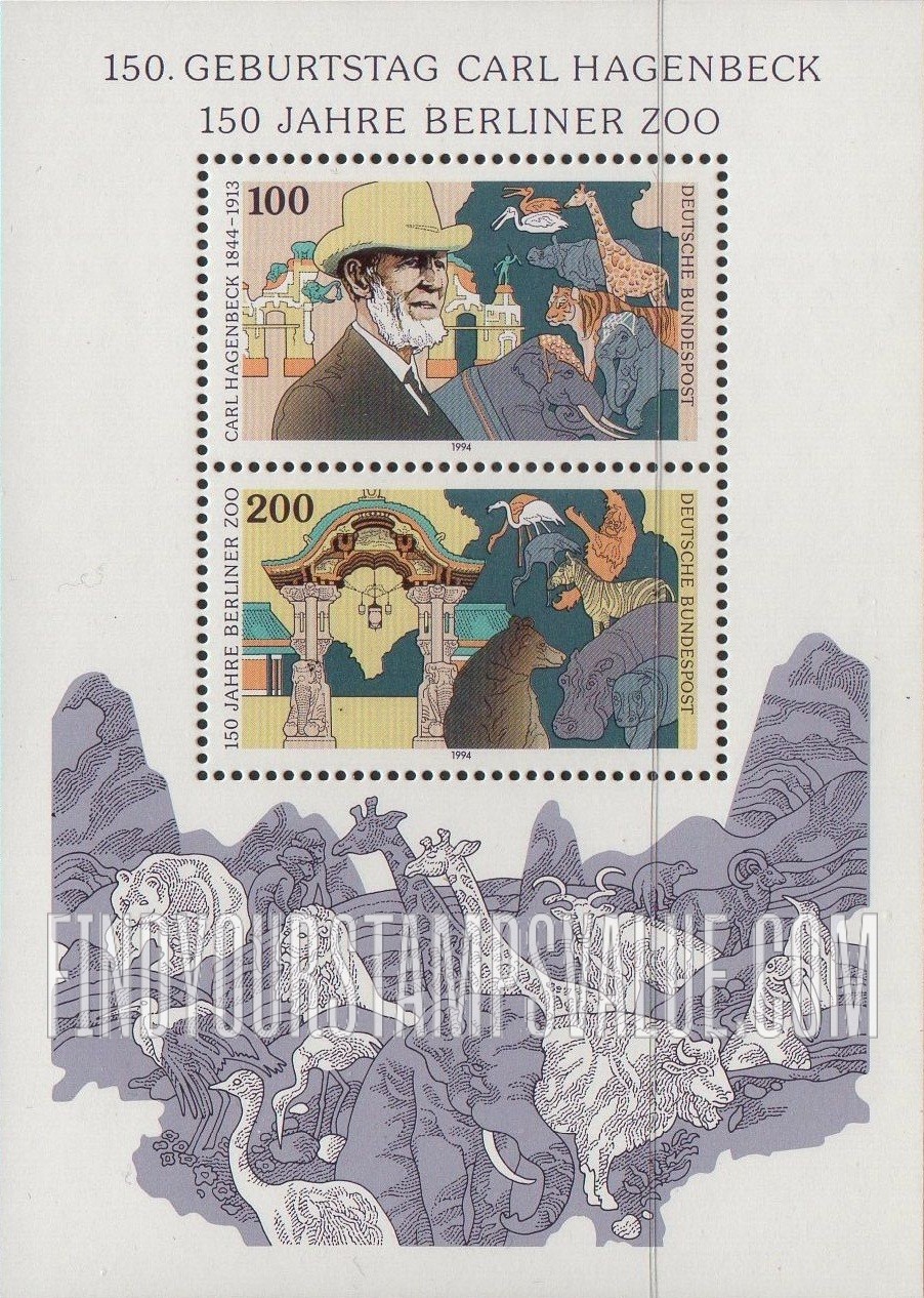 FindYourStampsValue: Carl Hagenbeck (1844-1913), Circus Director, Animal Trainer, and Berlin Zoo, 150th Anniversary