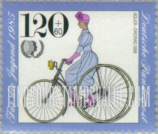 FindYourStampsValue: SEMI-POSTAL - Antique Bicycles: Adler tricycle, 1888