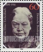 FindYourStampsValue: Birth Sesquicentenary of Marie von Ebner-Eschenbach, Writer