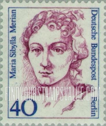 FindYourStampsValue: BERLIN - Famous Women Type of Germany: Maria Sibylla Merian