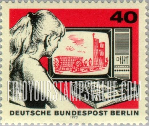 FindYourStampsValue: BERLIN - 50 Years of Broadcasting: Girl, TV, tape recorder