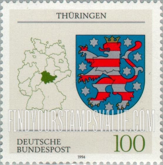 FindYourStampsValue: Coats of Arms of States of the Federal Republic of Germany: Thuringia