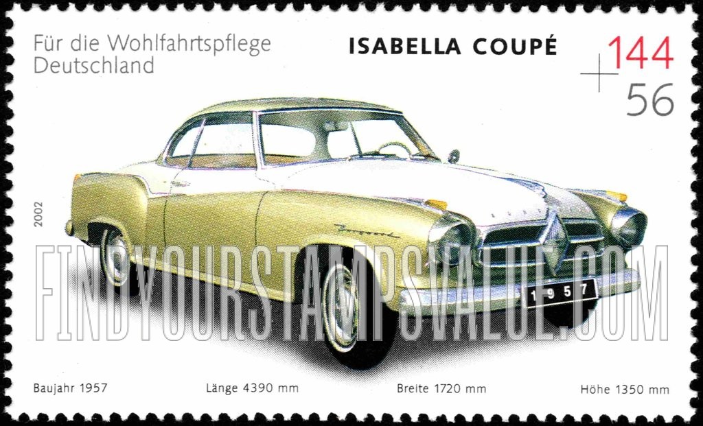 FindYourStampsValue: SEMI-POSTAL - Automobiles: 1957 Borgward Isabella Coupe