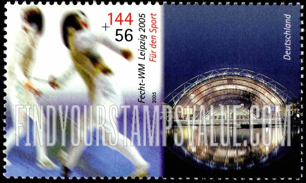 FindYourStampsValue: SEMI-POSTAL - Sports: Fencers, Leipzig Arena