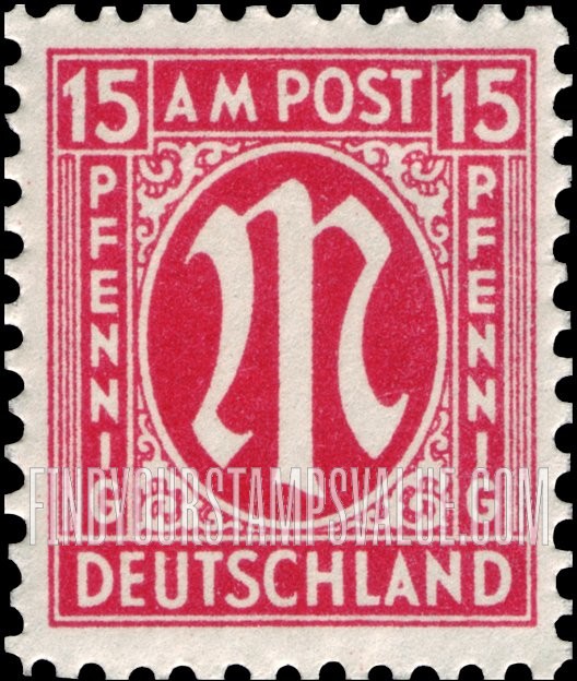 FindYourStampsValue: A. M. G. ISSUE - "M" in Circle