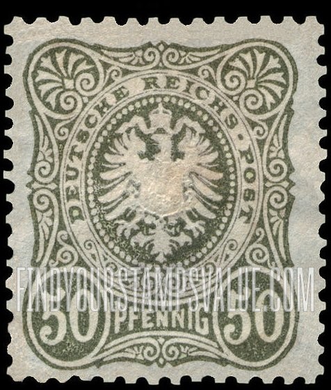 FindYourStampsValue: Imperial eagle and crown in oval, PFENNIG: Types of 1875-77